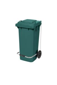 240 Litre Tekerlekli Pedallı Yeşil Plastik Çöp Konteyneri