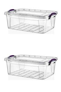 2 Adet 22 Litre  Dikdörtgen Multi Box Saklama Kutusu - E-506-2