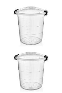 2 Adet 30 Litre Şeffaf Plastik Bakliyat Kovası 1112_90_2