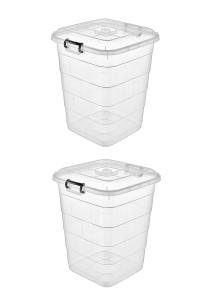 2 Adet 35 Litre Şeffaf Kare Plastik Bakliyat Kovası 1112_95_2