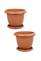 2 Adet 37 Litre  Damla Yuvarlak Plastik Saksı - D011_2