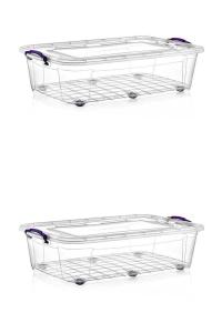 2 Adet 40 Litre Tekerlekli MAXI  Multi Box Saklama Kutusu - E-513-2
