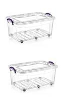 2 Adet 50 Litre Tekerlekli Multi Box Saklama Kutusu - E-512-2