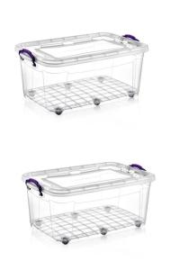 2 Adet 50 Litre Tekerlekli Multi Box Saklama Kutusu - E-512-2