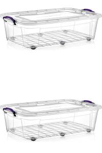 2 Adet 60 Litre Tekerlekli MAXI  Multi Box Saklama Kutusu - E-514-2