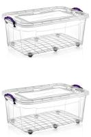 2 Adet 80 Litre Tekerlekli MAXI  Multi Box Saklama Kutusu - E-515-2