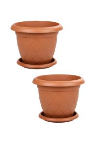 2 Adet 17 Litre Damla Yuvarlak Plastik Saksı - D009_2