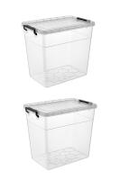 2 Adet Şeffaf Derin Plastik Saklama Kutusu 32 Litre  - 1148_05