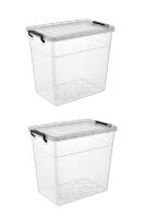 2 Adet Şeffaf Derin Plastik Saklama Kutusu 45 Litre  - 1148_06_2
