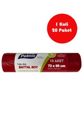 20 Adet  Battal Boy Tıbbi Atık Torbası 72 x 95 cm - P128