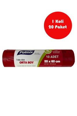 20 Adet  Orta Boy Tıbbi Atık Torbası 55x60 cm - P130