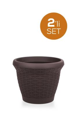 2 Adet 25 Litre Plastik Hasır Saksı - HS05