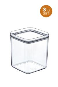 3 Adet 0,5 Litre Sızdırmaz  Kare Kristal Saklama Kabı EP-145