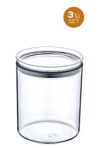 3 Adet 0,85 Litre Sızdırmaz Yuvarlak Kristal Saklama Kabı EP-161