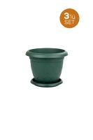 3 Adet 11,6 Litre Damla Yuvarlak Plastik Saksı  - D008_3