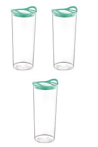 3 Adet 2,2 Litre Plastik Şeffaf Kavanoz - 1906-3