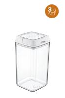 3 Adet 2 Litre Kilitli Kare Kristal Saklama Kabı EP-144