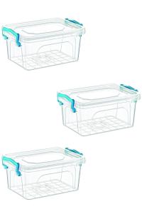 3 Adet 20 Litre Dikdörtgen Şeffaf Plastik Saklama Kutusu -2136-3