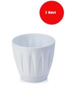 3 Adet 22 Litre Papatya Beyaz Saksı- P006