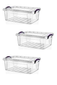 3 Adet 3 Litre Dikdörtgen Multi Box Saklama Kutusu - E-502-3