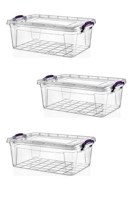 3 Adet 3 Litre Dikdörtgen Multi Box Saklama Kutusu - E-502-3