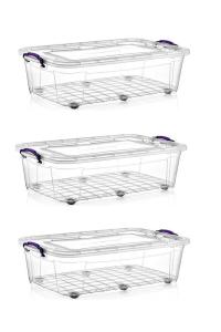 3 Adet 60 Litre Tekerlekli MAXI  Multi Box Saklama Kutusu - E-514-3