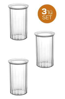 Bursev 3 Adet Crystal 1,5 Litre Plastik Saklama Kutusu - 1109_23