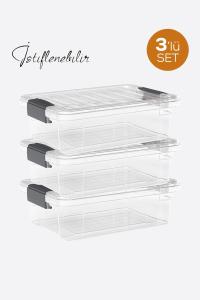 3 Adet Lock&Keep Box 1,2 Litre Plastik Saklama Kutusu - 33171
