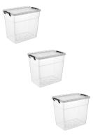 3 Adet Şeffaf Derin Plastik Saklama Kutusu 19 Litre  - 1148_04