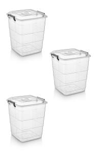 3 Adet Tetris Kare Plastik Şeffaf Saklama Kutusu 20 Litre - 1152_04