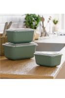 3 Parça Snap Lid Line Dikdörtgen Set (600-1100-1800 ml)- 30947