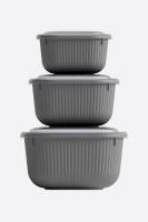3 Parça Snap Lid Line Kare Set (600-1100-1800 ml)- 30907