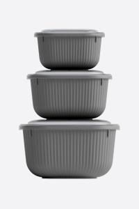 3 Parça Snap Lid Line Kare Set (600-1100-1800 ml)- 30907