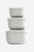 3 Parça Snap Lid Line Kare Set (600-1100-1800 ml)- 30907