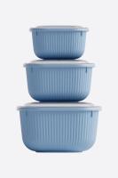 3 Parça Snap Lid Line Kare Set (600-1100-1800 ml)- 30907