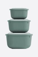3 Parça Snap Lid Line Kare Set (600-1100-1800 ml)- 30907