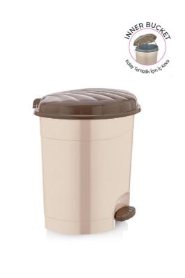 32 Litre Pedallı İç Kovalı Plastik Bej Çöp Kovası - 4150_04