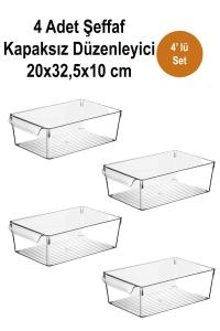 4 Adet  23 x 32,5 x 10,5 cm  Şeffaf Buzdolabı Organizer - 07445-3
