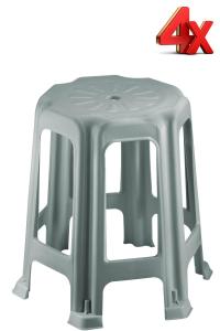 4 Adet Küçük  6 Ayaklı Plastik Gri Tabure - 5171-81_4