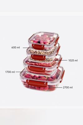 4 Parça Master Kare Set (600-1025-1700-2700 ml) - 30880