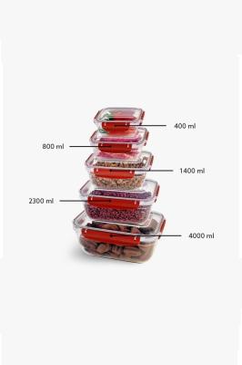 5 Parça Master Dikdörtgen Set (400-800-1400-2300-4000 ml) - 30883