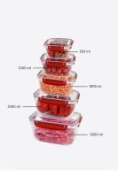 5 Parça Master Dikdörtgen Set (550-1000-1800-3000-5000 ml) - 30868