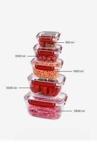5 Parça Master Dikdörtgen Set (550-1000-1800-3000-5000 ml) - 30868
