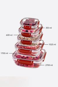 5 Parça Master Kare Set (350-600-1025-1700-2700 ml) - 30829