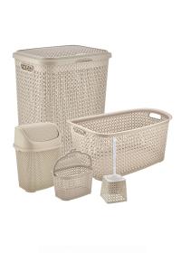 5 Parça Plastik Banyo Seti  Krem - 2131_22