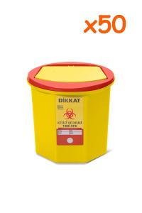 50 Adet Tek Kullanımlık Tıbbi Atık Kovası 1,3 Litre