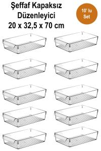 10 Adet  23 x 32,5 x 7,5 cm  Şeffaf  Buzdolabı Organizer - 07444-10