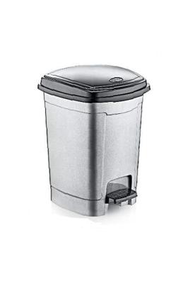 6 Litre Pedallı Gri Plastik Çöp Kovası  E-252
