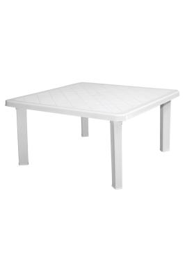 Beyaz Plastik Kare Kısa Bahçe Masası 100x100 cm - GF246
