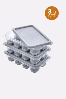 Bursev 3 Adet Kapaklı Silikonlu Mini Buzluk - 1108_03